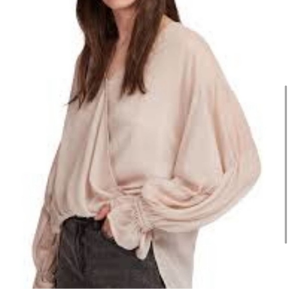 All Saints Tops - ALL SAINTS Crossover High Lo Flowy Blouse Blush Pink